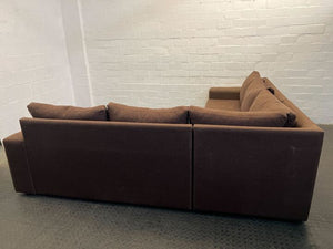 Brown Upholstered Simple L-Shape Couch