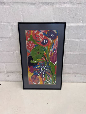 Multicoloured Lillies and White Sunflowers Black Framed Painting by Eagle Arts (Width: 64cm)(Height: 38.5cm)