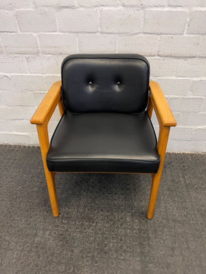 MidCentury Styled Wooden Framed Black Seated Boardroom Chairs