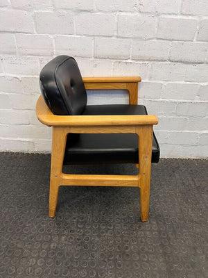 MidCentury Styled Wooden Framed Black Seated Boardroom Chairs