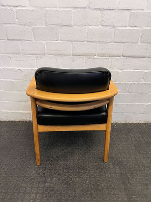 MidCentury Styled Wooden Framed Black Seated Boardroom Chairs