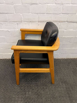 MidCentury Styled Wooden Framed Black Seated Boardroom Chairs