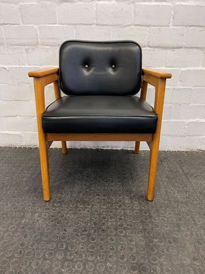 MidCentury Styled Wooden Framed Black Seated Boardroom Chairs