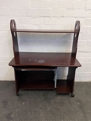 Dark Brown Office Computer Desk with Keyboard Tray (Scratch Marks) (Width: 111cm)(Height: 133.5cm)