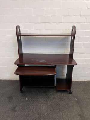 Dark Brown Office Computer Desk with Keyboard Tray (Scratch Marks) (Width: 111cm)(Height: 133.5cm)