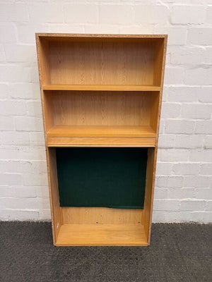 Light Brown Two Tier Bookshelf with Sliding Door Credenza Beneath (Width: 77cm)(Height:154.5cm)