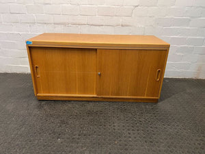 Light Brown Credenza Cabinet with Sliding Door (Width: 136cm)(Height: 66.5cm)