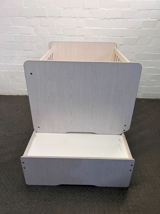 Cream Wooden Baby Cot with Easy Breathe Baby Mattress