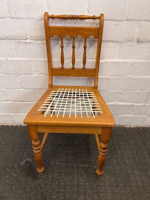 Wooden Old Fashioned Riempie Chair (Cracked Wooden Back)