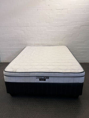 Restonic Pocket Spring Body Print Queen Sized Bed & Black Base