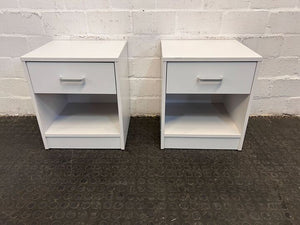 White Simple Wooden Bedside Table with One Drawer - REDUCED