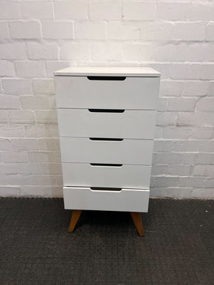 Modern Peg Legged Five Drawer Cupboard (Width: 60cm)(Height: 120.5cm)