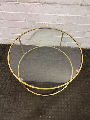 Golden Framed Glass Top Coffee Table (Width: 83.5cm)(Height: 47cm)