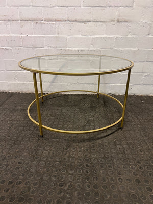 Golden Framed Glass Top Coffee Table (Width: 83.5cm)(Height: 47cm)