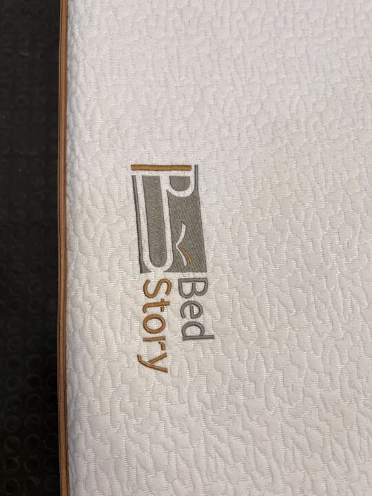 Modern Grey Upholstered Bed with Tufted Headboard & Mattress Topper