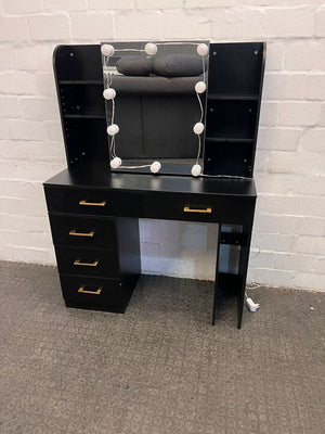 Black German Showroom Styled Dressing Table with Lights & Mirrors (Width: 100cm)(Height: 137cm)