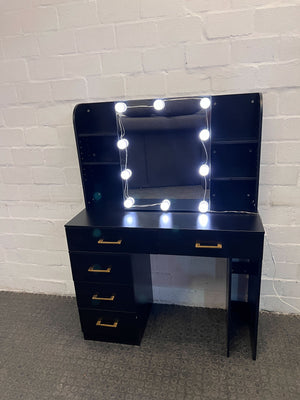 Black German Showroom Styled Dressing Table with Lights & Mirrors (Width: 100cm)(Height: 137cm)