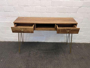 Modern Styled  Golden Sided Entrance Table with Two Drawers (Width: 120cm)(Height: 79cm)