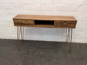 Modern Styled  Golden Sided Entrance Table with Two Drawers (Width: 120cm)(Height: 79cm)