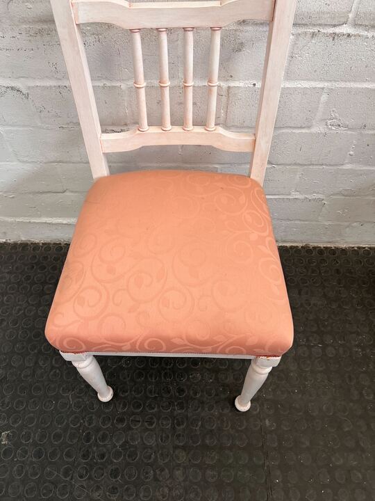 Vintage White Painted Dining Chair with Pink Cushion - PRICE DROP - 2ndhandwarehouse.com