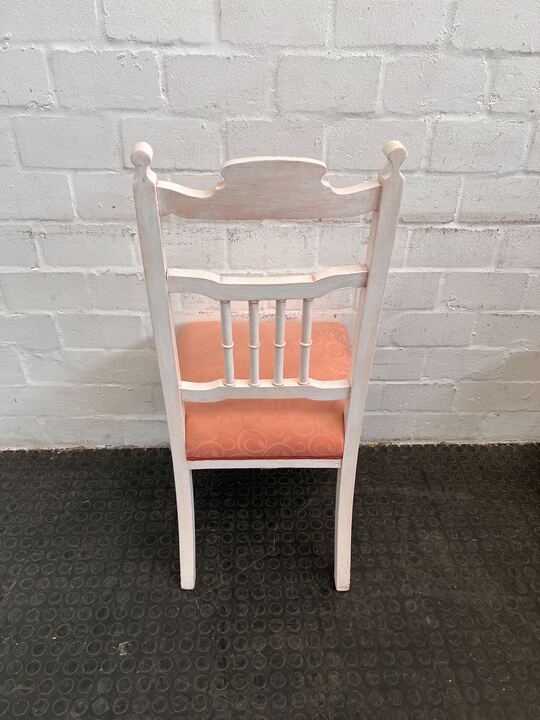 Vintage White Painted Dining Chair with Pink Cushion - PRICE DROP - 2ndhandwarehouse.com