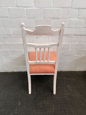 Vintage White Painted Dining Chair with Pink Cushion