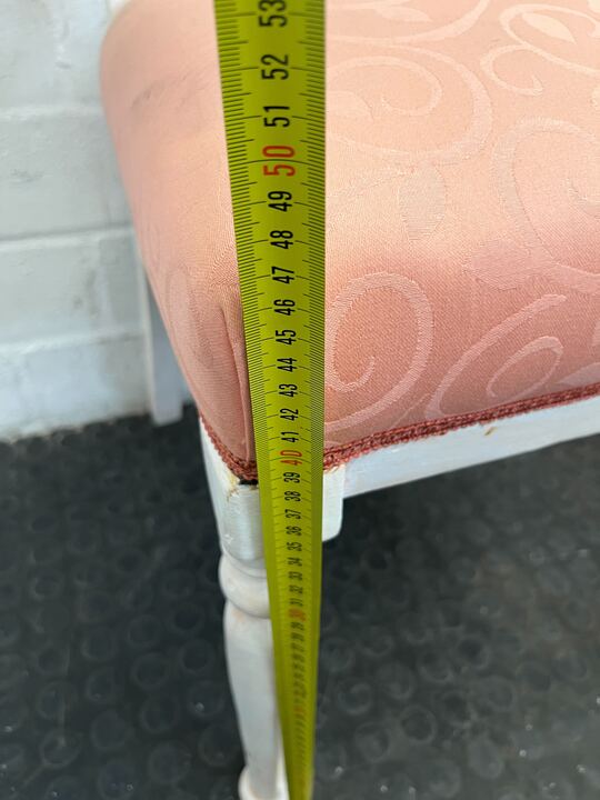 Vintage White Painted Dining Chair with Pink Cushion - PRICE DROP - 2ndhandwarehouse.com