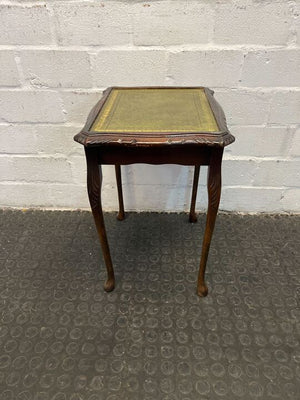 Vintage Styled Mahogany Bedside Table with Green Patterned top (Width: 43cm)(Height: 52cm)