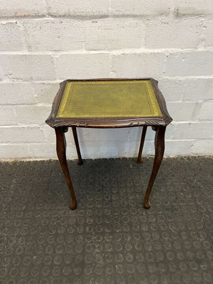 Vintage Styled Mahogany Bedside Table with Green Patterned top (Width: 43cm)(Height: 52cm)