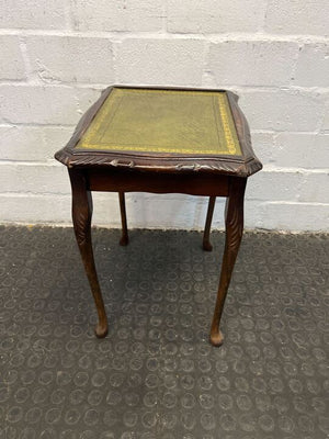 Vintage Styled Mahogany Bedside Table with Green Patterned top (Width: 43cm)(Height: 52cm)