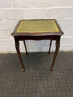 Vintage Styled Mahogany Bedside Table with Green Patterned top (Width: 43cm)(Height: 52cm)