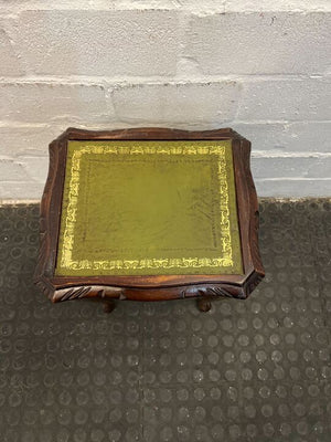 Vintage Styled Mahogany Bedside Table with Green Top (Width: 28cm)(Height: 50cm)