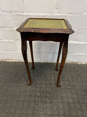 Vintage Styled Mahogany Bedside Table with Green Top (Width: 28cm)(Height: 50cm)