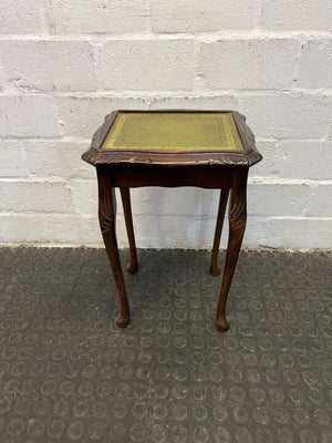 Vintage Styled Mahogany Bedside Table with Green Top (Width: 28cm)(Height: 50cm)