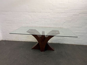 Bateu Dark Brown Coffee Table with Glass Top (Minor Scratches) (Width: 200cm)(Height: 76cm)