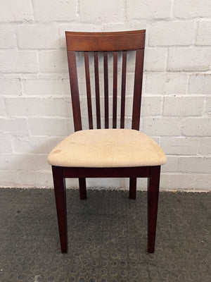 Venice Dark Brown Teak Dining Room Chair with White Cushion