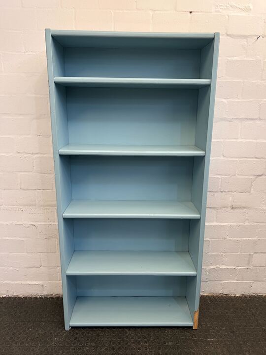 Tuquiose Sky Blue Five Tier Bookshelf (Chipped Wood on Foot) (Width: 89cm)(Height: 178.5cm)