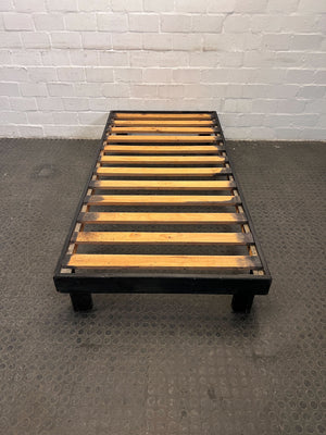 Farmer Black Single Wooden Bed Frame