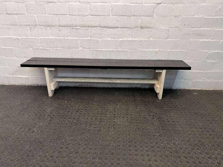 Farmhouse White Bench with Dark Brown Seat (Width: 180cm)(Height: 39cm)