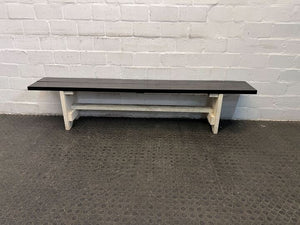 Farmhouse White Bench with Dark Brown Seat (Width: 180cm)(Height: 39cm)