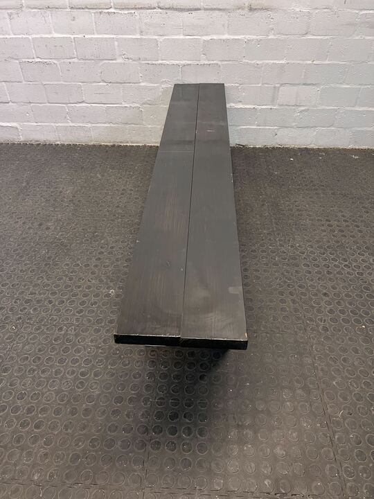 Farmhouse White Bench with Dark Brown Seat (Width: 180cm)(Height: 39cm)