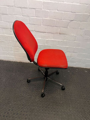 Red High Back Office Chair with Steel Frame (Rusted)