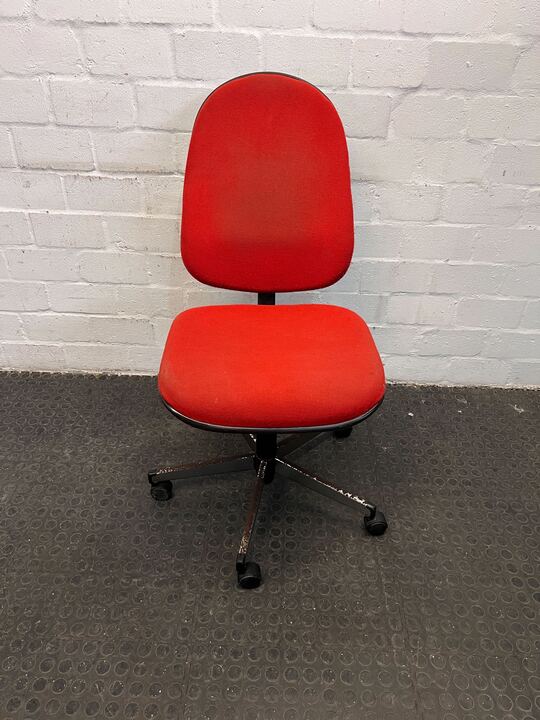 Red High Back Office Chair with Steel Frame (Rusted)