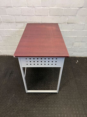 Nicole White Steel Framed Office Table with Brown Top (Width: 96cm)(Height: 75cm)