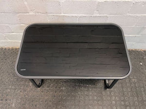 Outdoor Black Sleek Table with Glass Top (Width: 75cm)(Height: 43cm)