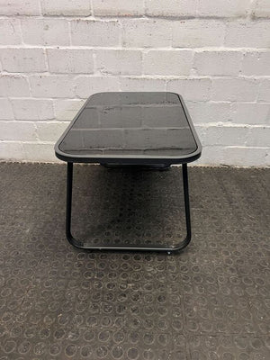 Outdoor Black Sleek Table with Glass Top (Width: 75cm)(Height: 43cm)