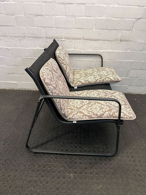 Outdoor Steel Framed Two Seater Patio Chair with Floral Styled Cushions