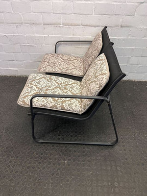 Outdoor Steel Framed Two Seater Patio Chair with Floral Styled Cushions