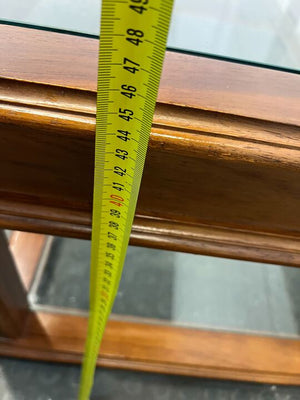 Classic Wooden Coffee Table with Two Glass Trays (Width: 140cm)(Height: 46cm)