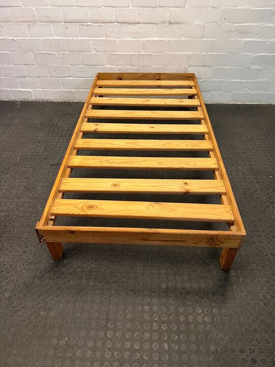 Simple Wooden Slatted Single Bed Frame (Damaged Side)